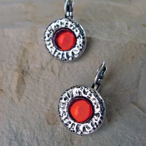 boucles oreilles metal argente medievales rouge100K065