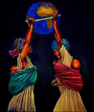 femmes tiennent l'afrique
