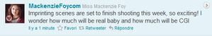 MackenzieFoyCom tweets abt imprinting scenes schedule