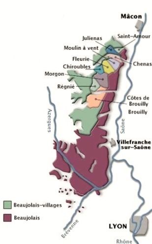 carte crus Beaujolais