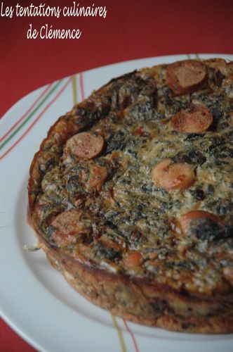 clafoutis orties, roquefort et saucisse