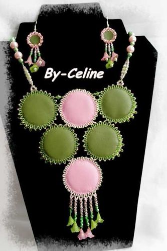 Fleur rose vert cuir 625 dos