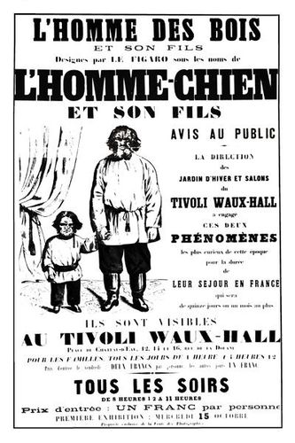 792e3a exhibition d'un homme-chien et son fils (1873)