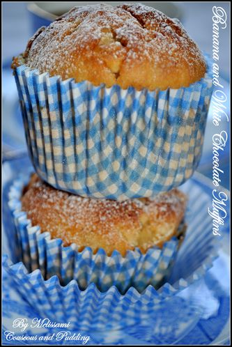 Banana and white chocolate muffins