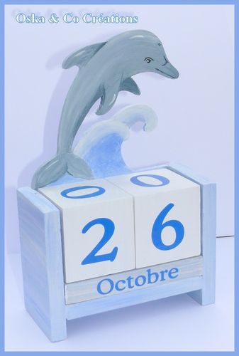 dauphin sur vague Oska & co Créations calendrier perpétu