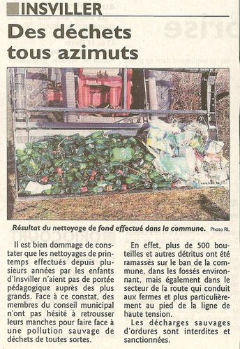 ARTICLES PRESSE RAMASSAGE DECHETS