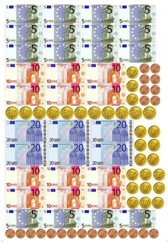 pièces d'argent fictif ensemble de 80 pièces en euros en plastique nouvelle  ressource d'apprentissage pour l'école de mathématiques 1 2 5 10 20 50