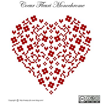Copie de 0611 Coeur Fleuri Monochrome image