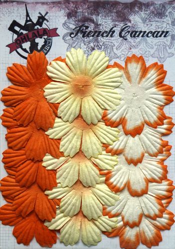 LPS08OR01 - Fleurs Plates Plissées 8 pétales Orange
