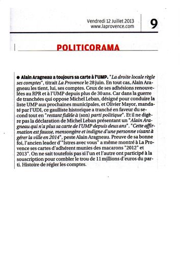 Politicorama la Provence du 12 Juillet 2013