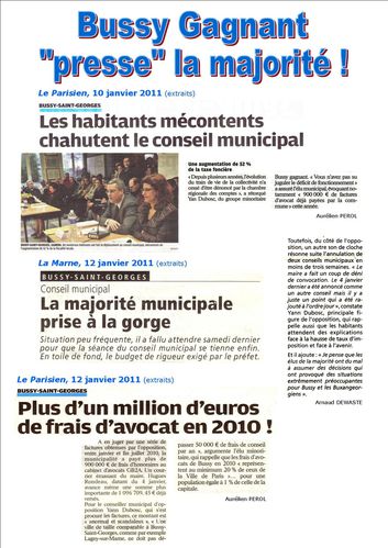 Revue de presse 15 janvier 2011