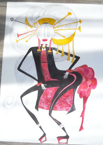 dessin femme cheveux libélule