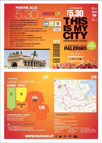 This is My City Tour 2014. Si svolgerà anche a Palermo, il prossimo 16 maggio con il nome Run Palermo 5.30