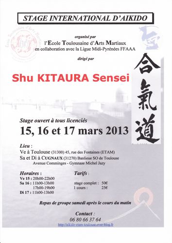 Affiche stage Shu Kitaura 2013