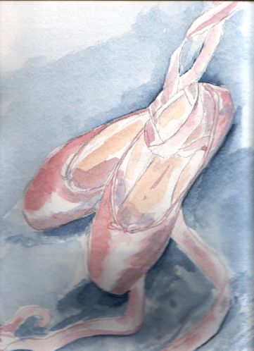 aquarelle chaussons roses