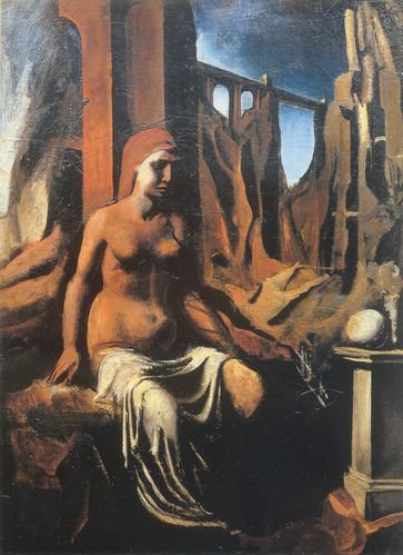 Mario Sironi Femme assise et paysage la mélancolie 1927 Mi