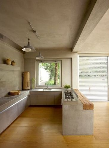 Concreto y madera en la cocina enlace arquitectura