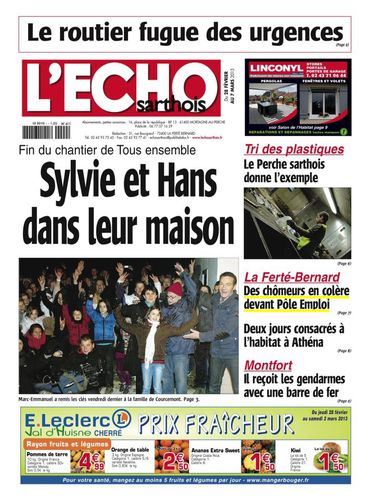 1er PAGE L'ECHO SARTOIS - 28.02.2013