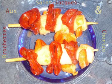 Brochettes st jacques chorizo