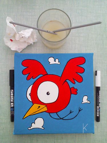 Numéro 5 peinture acrylique oiseau