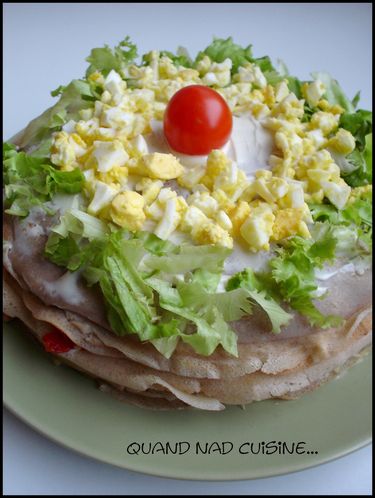 millefeuille de crêpes crudités