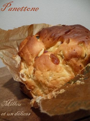 panettone de Millou aux fruits confits et raisins secs panettone de Millou et un délices un peu ouvert