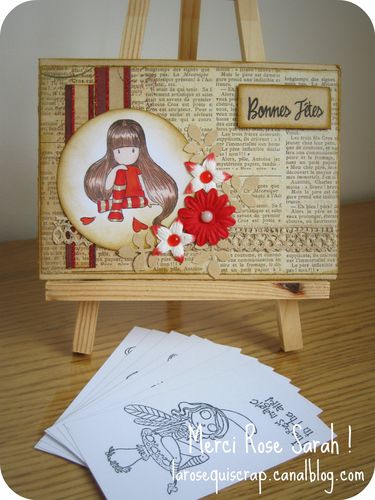 Carte Rose Sarah pour Inès Voeux