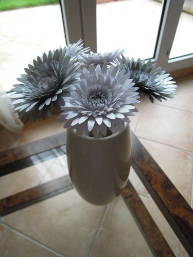 50 - Gerberas blanc irisé et argent