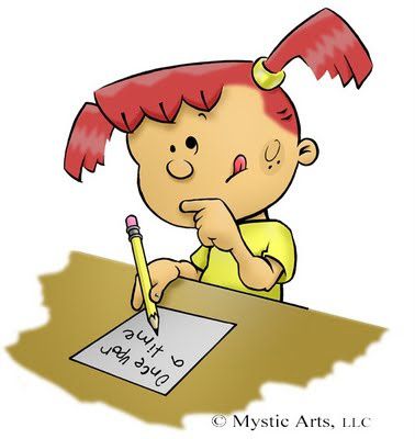 cartoon picture of girl writing