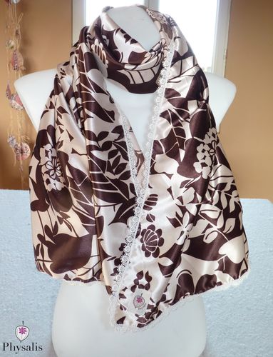 foulard chocolat beige