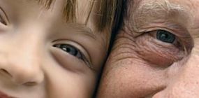 Child and older person