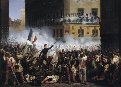 Combat de la rue de Rohan le 29 juillet 1830, par Hippolyte Lecomte (1781-1857) - 1831 - Musée Carnavalet Revolution_de_1830_-_Combat_de_la_rue_de_Rohan_-_29.07.183.jpg