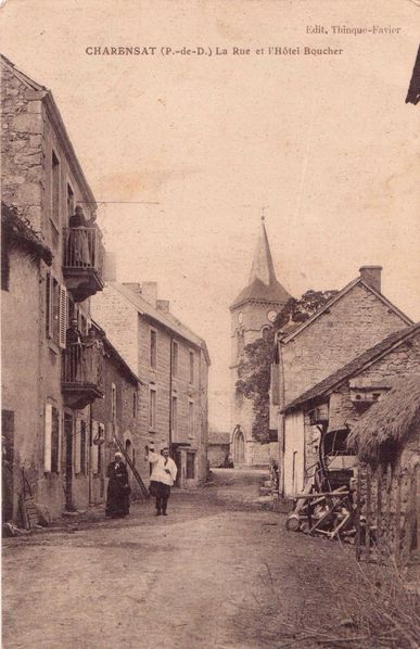 Charensat - Rue et hôtel Boucher