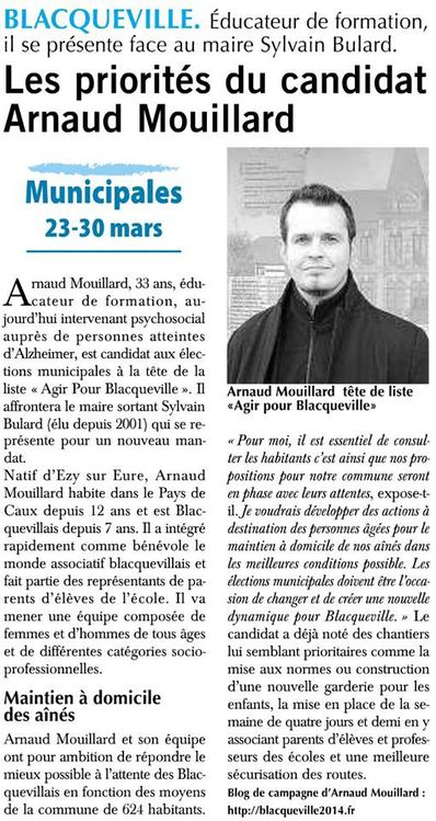 Arnaud MOUILLARD Blacqueville Municipales 2014 Paris Norman