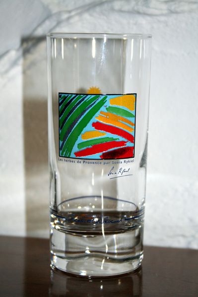 Paire de verres tubes 'Les herbes de Provence' - Sonia Rykiel pour Ricard -  Label Emmaüs