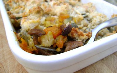 Crumble au Potiron et Champignons