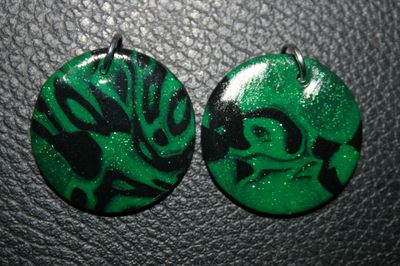 grds pendentifs vert et noir tech cervelle