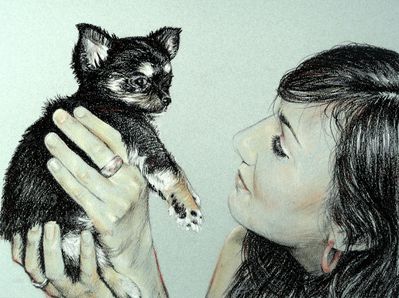 Portrait d'une femme et son chien