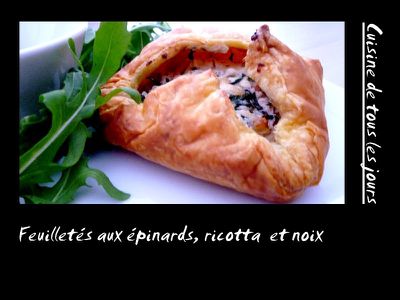 Feuilletés aux épinards, ricotta et noix