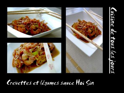 Crevettes et légumes sauce Hoi Sin