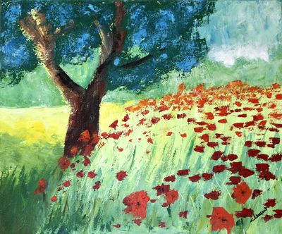2010 L'OLIVIER AUX COQUELICOTS 55X46 200 €