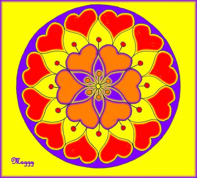 mandala coeur juin colorisé
