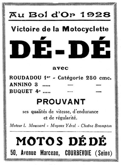 1928 Dé-Dé pub Bol d'or 607