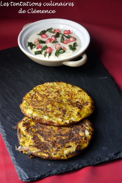 1galettes de potiron au zaatar, crème de tahin menthe et m