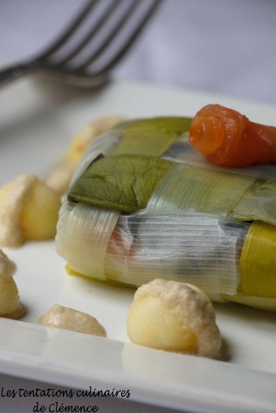 tresse poireaux risotto vénéré saumon chèvre cidre2