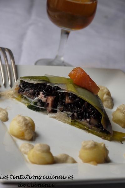 tresse poireaux risotto vénéré saumon chèvre cidre3