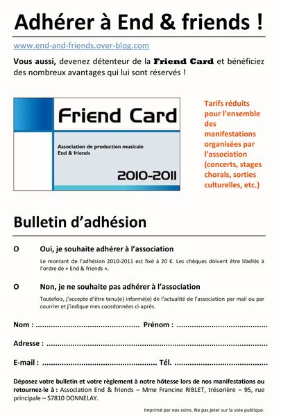 Bulletin d'adhésion 2010-2011 Format A5