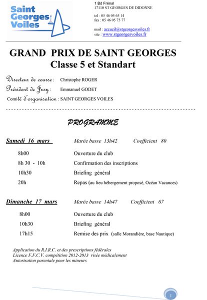 dossier inscription GRAND PRIX DE SAINT GEORGES 16 et 17 m