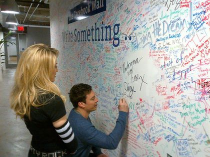 Photos: Madonna and Jimmy Fallon signing the Facebook Wall - March 24, 2012