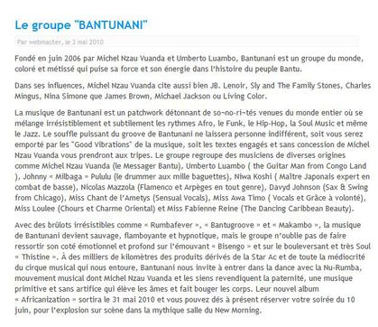 Africa n°1 pompe www.legrigriinternational.com Bantunani Eugénie Diecky